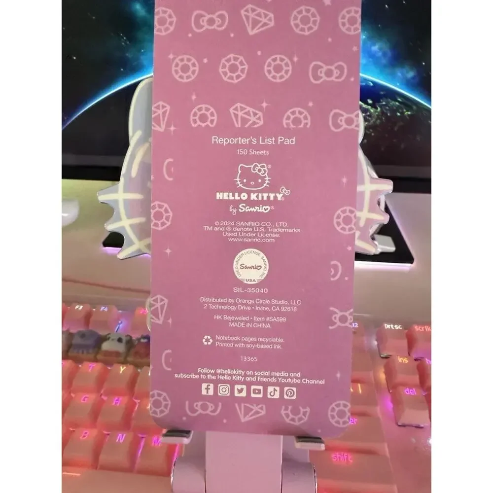 Hello Kitty Long Notepad Note Pad Bejeweled Metallic 2024 Sanrio Reporters List
